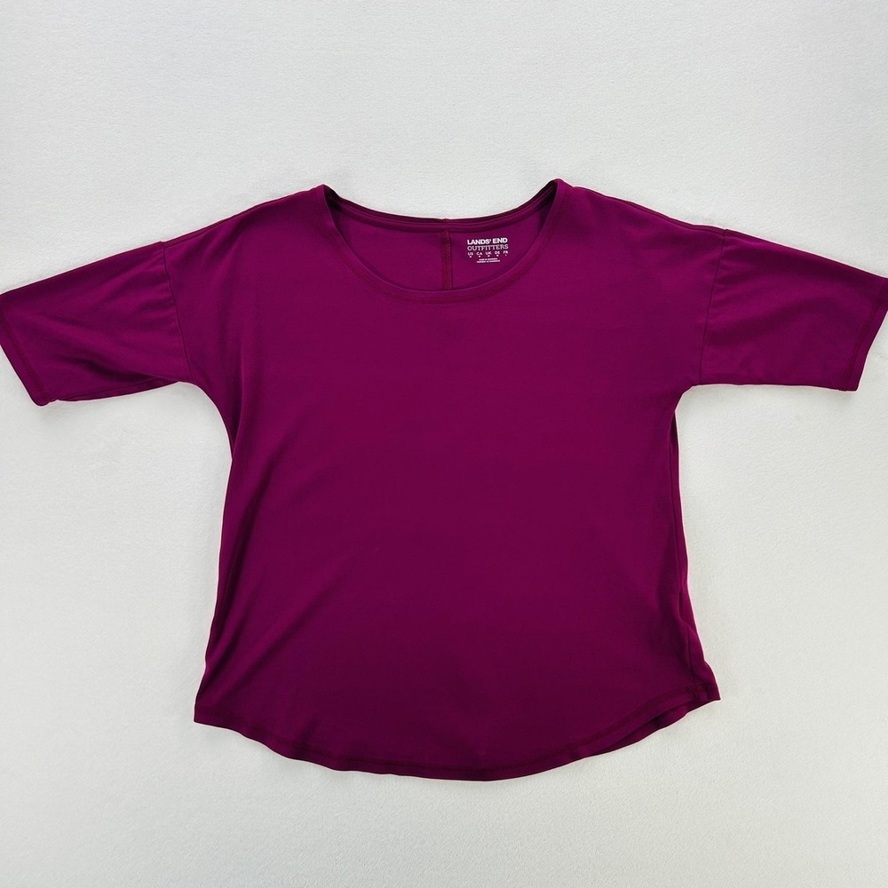Lands' End Shirt Womens Medium Pink Scoop Neck Short Sleeve Jersey Tee Tagless